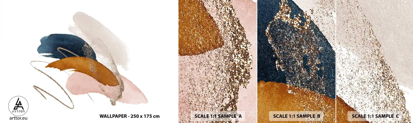 Muestra de fotomural autoadhesivo Deluxe Sticker - Composición alada - Abstracción, Pedazo, Diseño - 100x30 cm