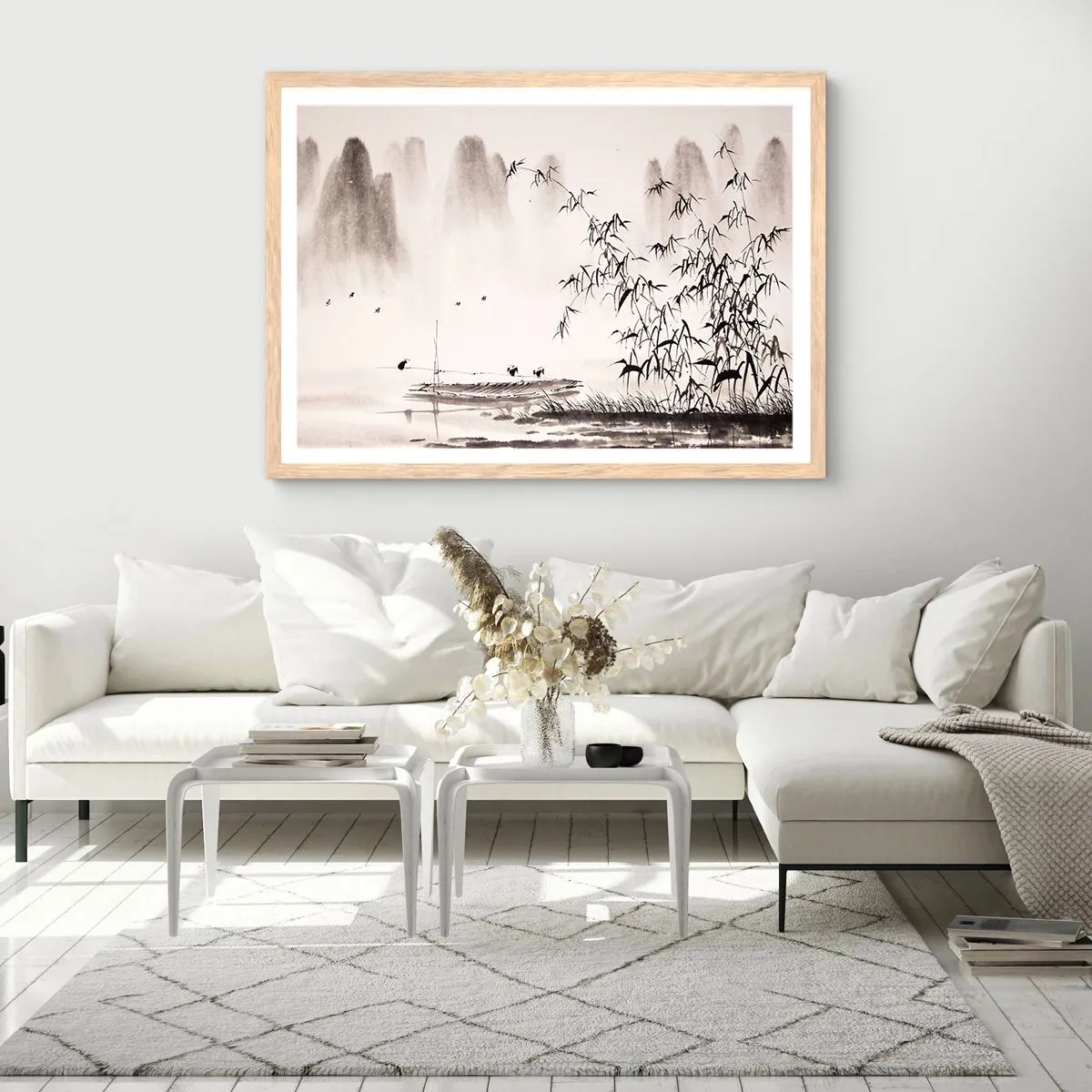 Póster en marco roble claro - El silencio de los arrozales - 100x70 cm