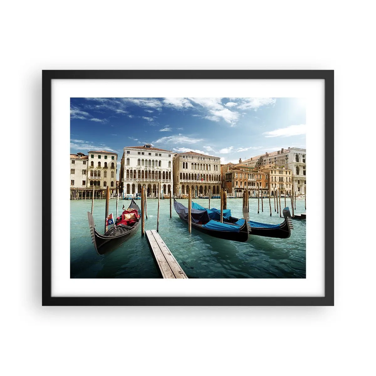 Póster en marco negro - Palacios en azul - 50x40 cm