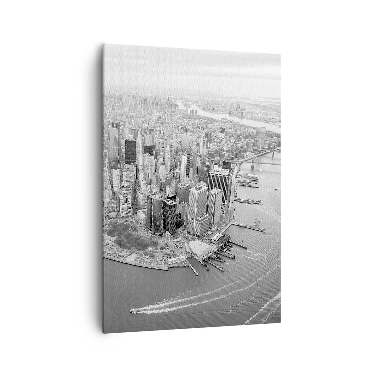 Cuadro sobre lienzo - Impresión de Imagen - Vista aérea de Manhattan en blanco y negro - 70x100cm - ¿Cómo no amar este lugar? - Decoración de pared moderna para salón y dormitorio ARTTOR