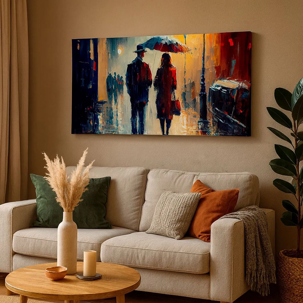 Cuadro sobre lienzo - Impresión de Imagen - Historia de amor urbana - 100x40 cm