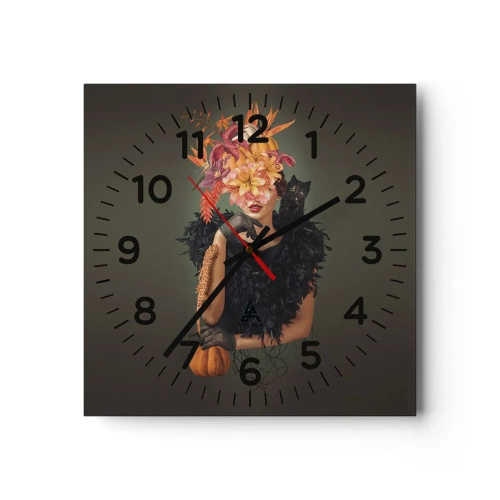 Reloj de pared - Reloj de vidrio - Hechizo de bruja - 30x30 cm