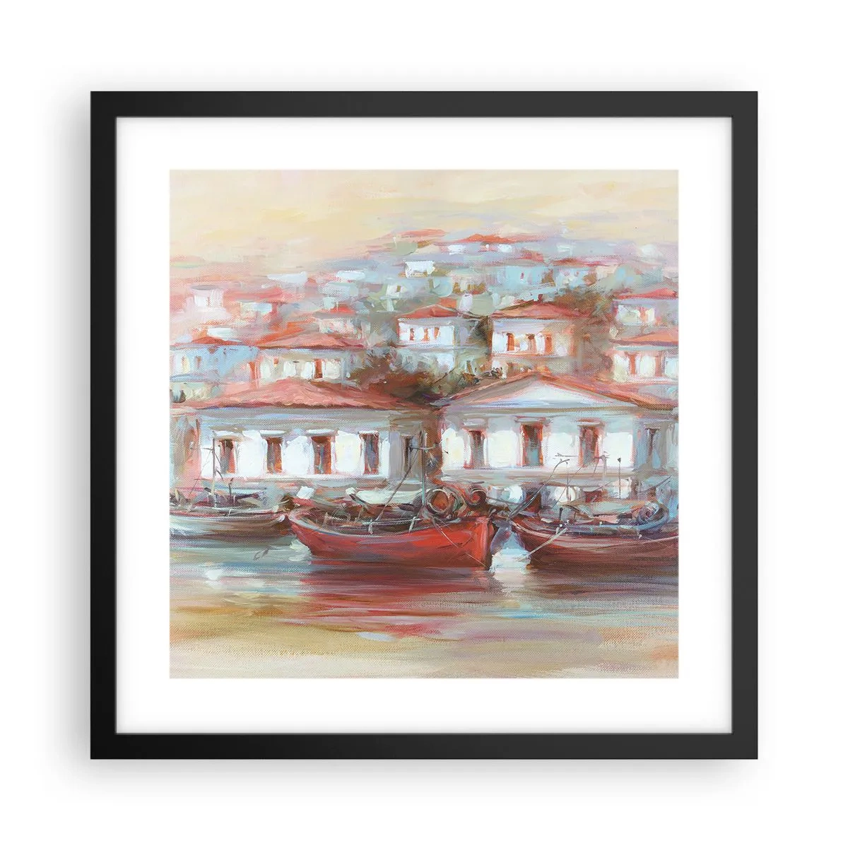 Póster en marco negro - Ciudad feliz - 40x40 cm