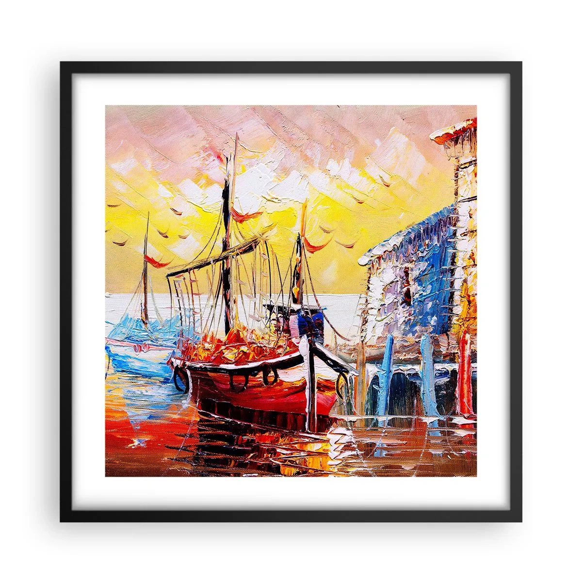 Póster en marco negro - Feliz regreso - 50x50 cm