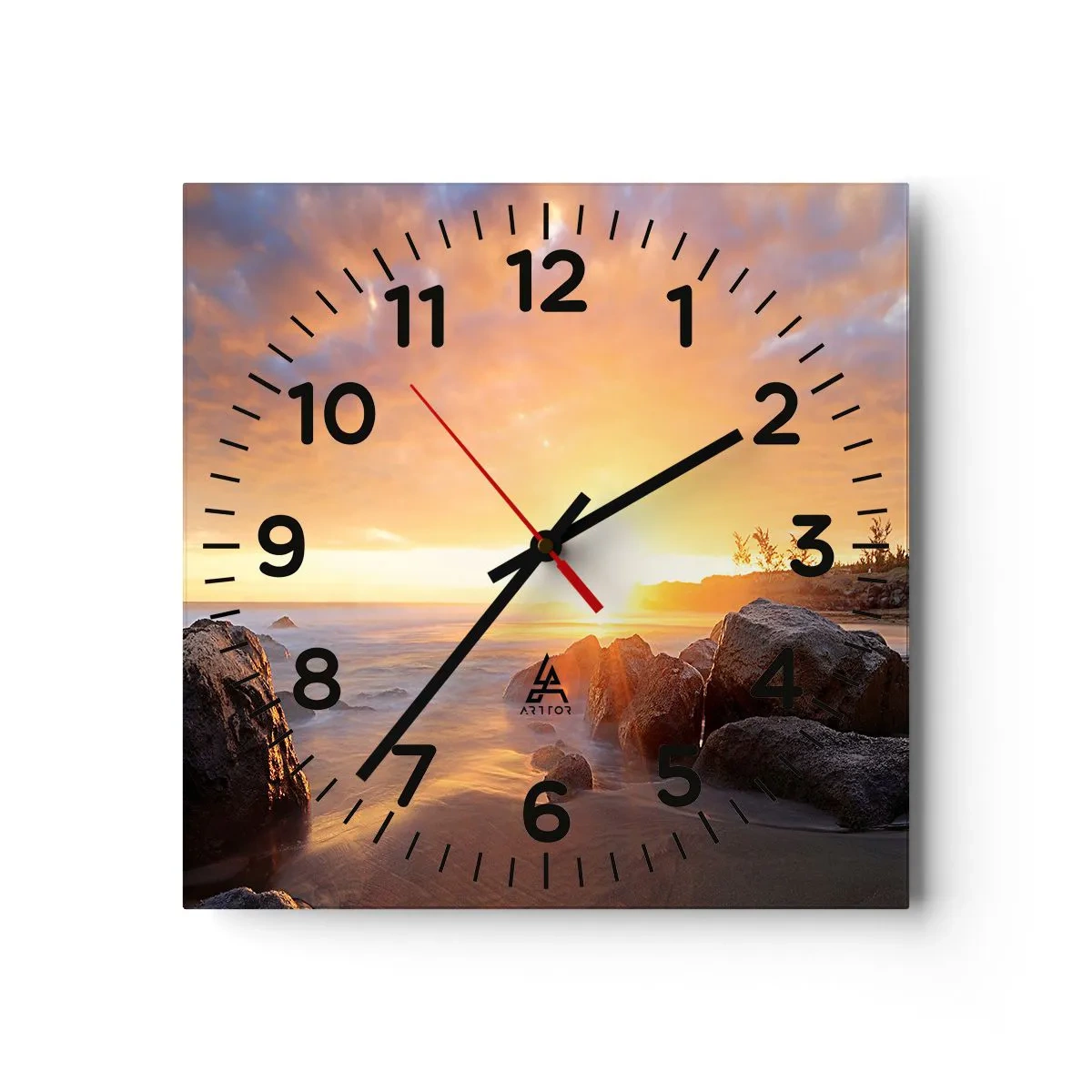 Reloj de pared - Reloj de vidrio - Brisa luminosa del atardecer - 40x40 cm