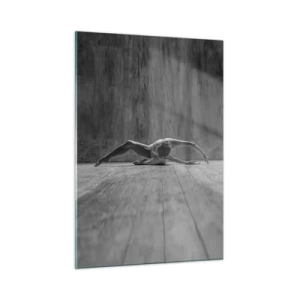 Cuadro sobre vidrio - Impresiones sobre Vidrio - Bailarina en pose en el suelo. - 50x70cm - Simetría encontrada - Decoración de pared moderna para salón y dormitorio ARTTOR