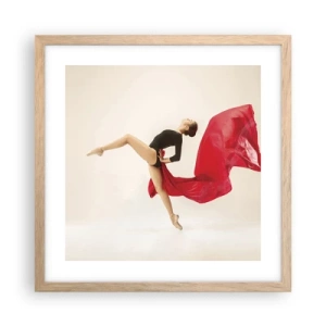Póster en marco roble claro - Rojo y negro - 40x40 cm