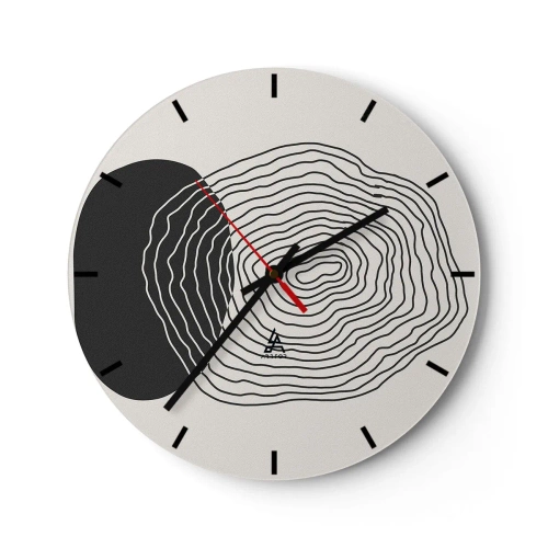 Reloj de pared - Reloj de vidrio - Líneas abstractas que forman patrones concéntricos sobre un fondo claro. - 30x30cm - Persistencia y vibración - Decoración de pared moderna para salón, cocina y dormitorio ARTTOR