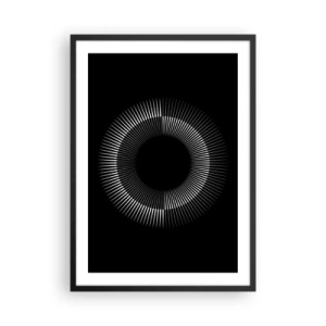 Póster en marco negro - Una composición fascinante de un círculo luminoso sobre un fondo negro. - 50x70cm - Sol negro - Decoración de pared moderna para salón y dormitorio ARTTOR