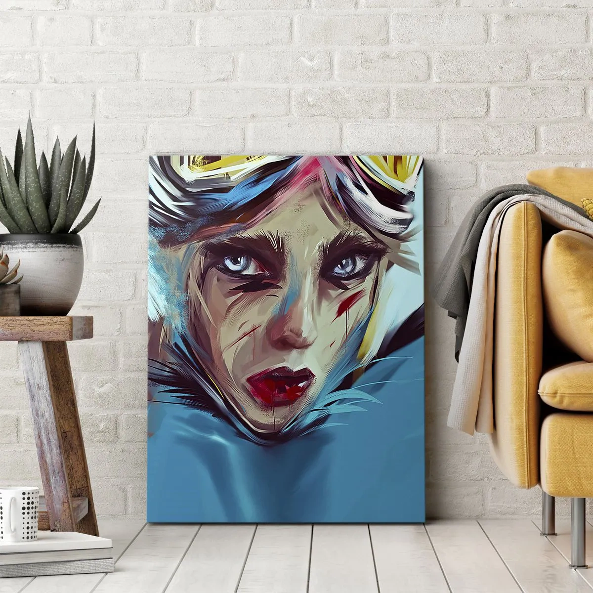 Cuadro sobre lienzo - Impresión de Imagen - Guerrera colorida - 65x120 cm