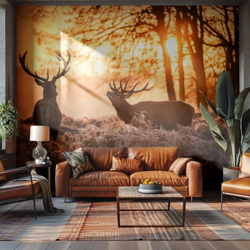 Fotomural Standard Eco - El sueño de un cazador - Paisaje, Ciervo, Caza - 200x140 cm