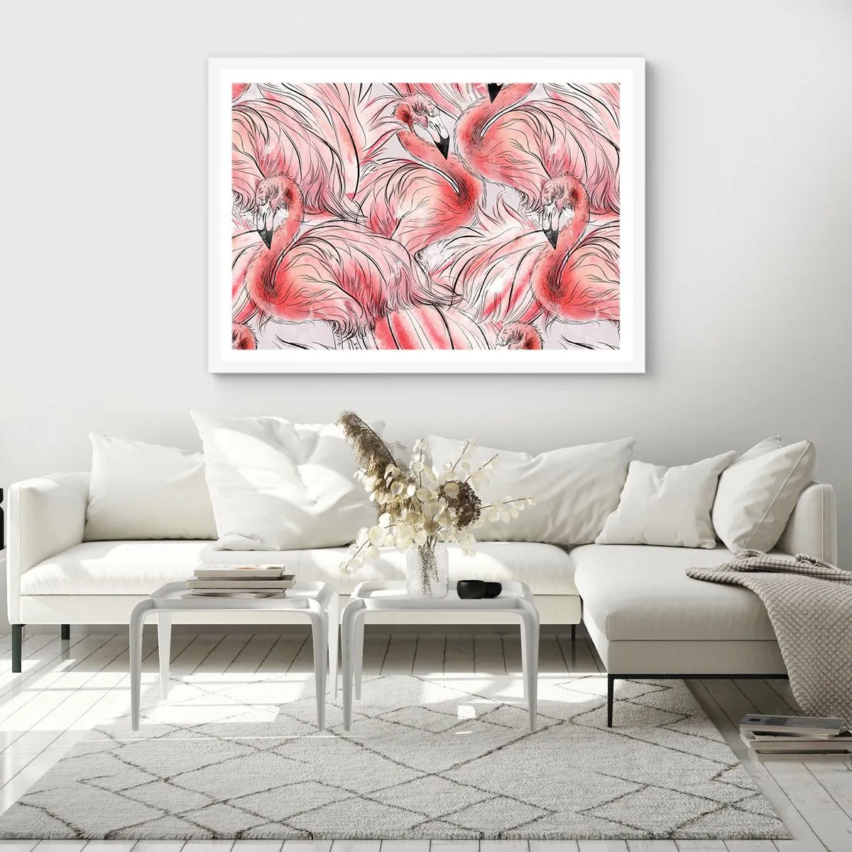 Póster en marco blanco - Ballet de aves - 70x50 cm