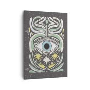 Cuadro sobre lienzo - Impresión de Imagen - Un ojo simbólico rodeado de patrones abstractos. - 50x70cm - Rituales tribales - Decoración de pared moderna para salón y dormitorio ARTTOR
