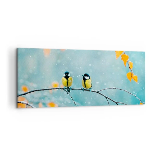 Cuadro sobre lienzo - Impresión de Imagen - Cotilleo de pájaros - 100x40 cm