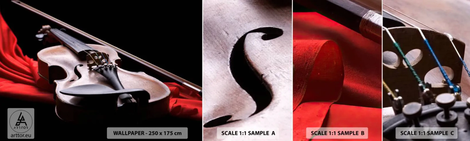 Muestra de fotomural autoadhesivo Deluxe Sticker - Música de sentimientos - Música, Violín, Un instrumento musical - 100x30 cm