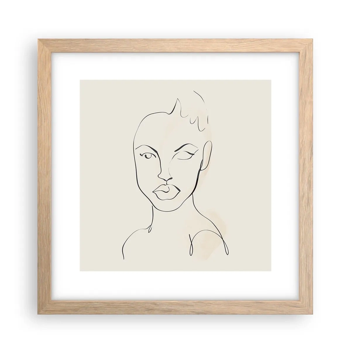 Póster en marco roble claro - Un esbozo de sensualidad - 30x30 cm