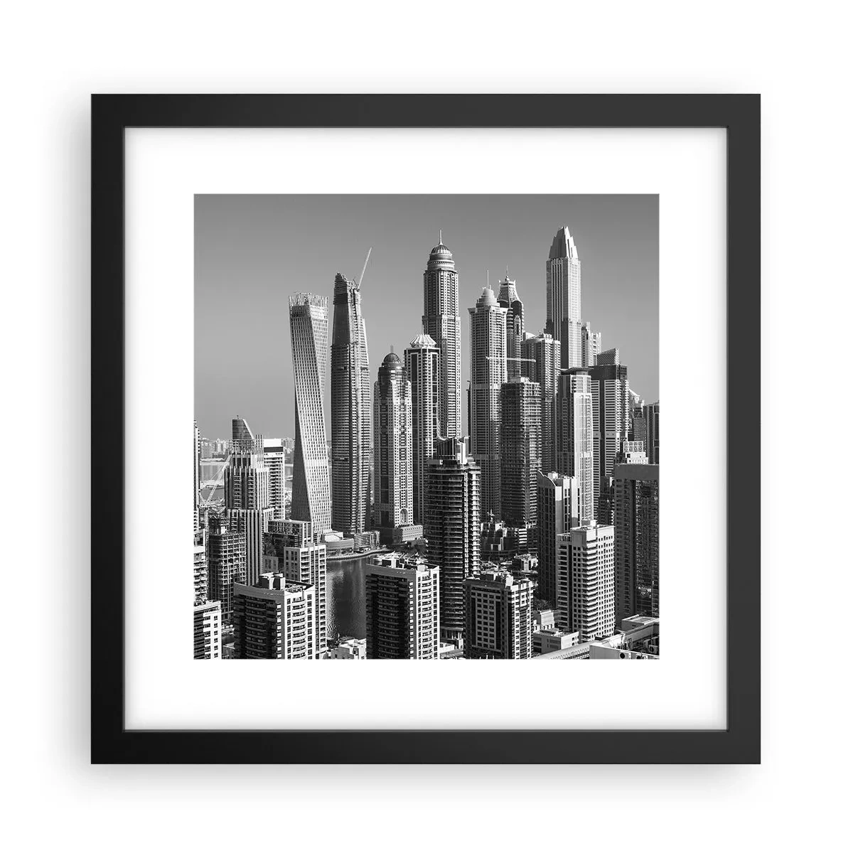 Póster en marco negro - Ciudad sobre el desierto - 30x30 cm