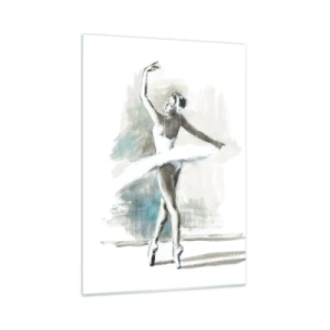 Cuadro sobre vidrio - Impresiones sobre Vidrio - Una bailarina en una pose de danza clásica. - 50x70cm - Encantada por un cisne - Decoración de pared moderna para salón y dormitorio ARTTOR