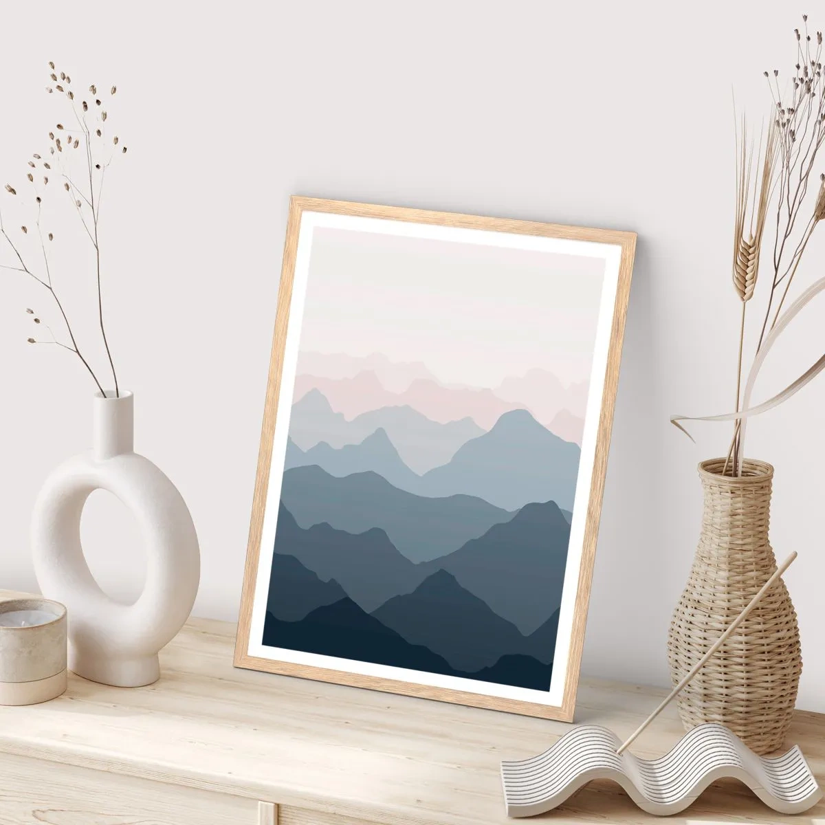 Póster en marco roble claro - Cordilleras a la vista - 70x100 cm