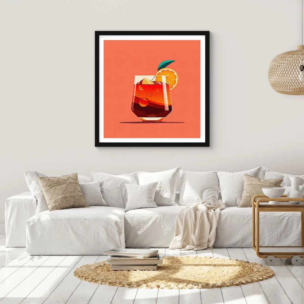 Póster en marco negro - Refresco de verano - 40x40 cm