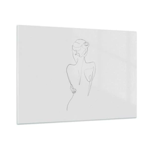 Cuadro sobre vidrio - Impresiones sobre Vidrio - Un delicado boceto de una sola línea de una mujer de espaldas. - 100x70cm - Música del cuerpo - Decoración de pared moderna para salón y dormitorio ARTTOR