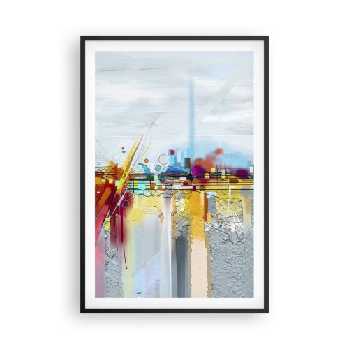 Póster en marco negro - Un puente de alegría sobre el río de la vida - 61x91 cm