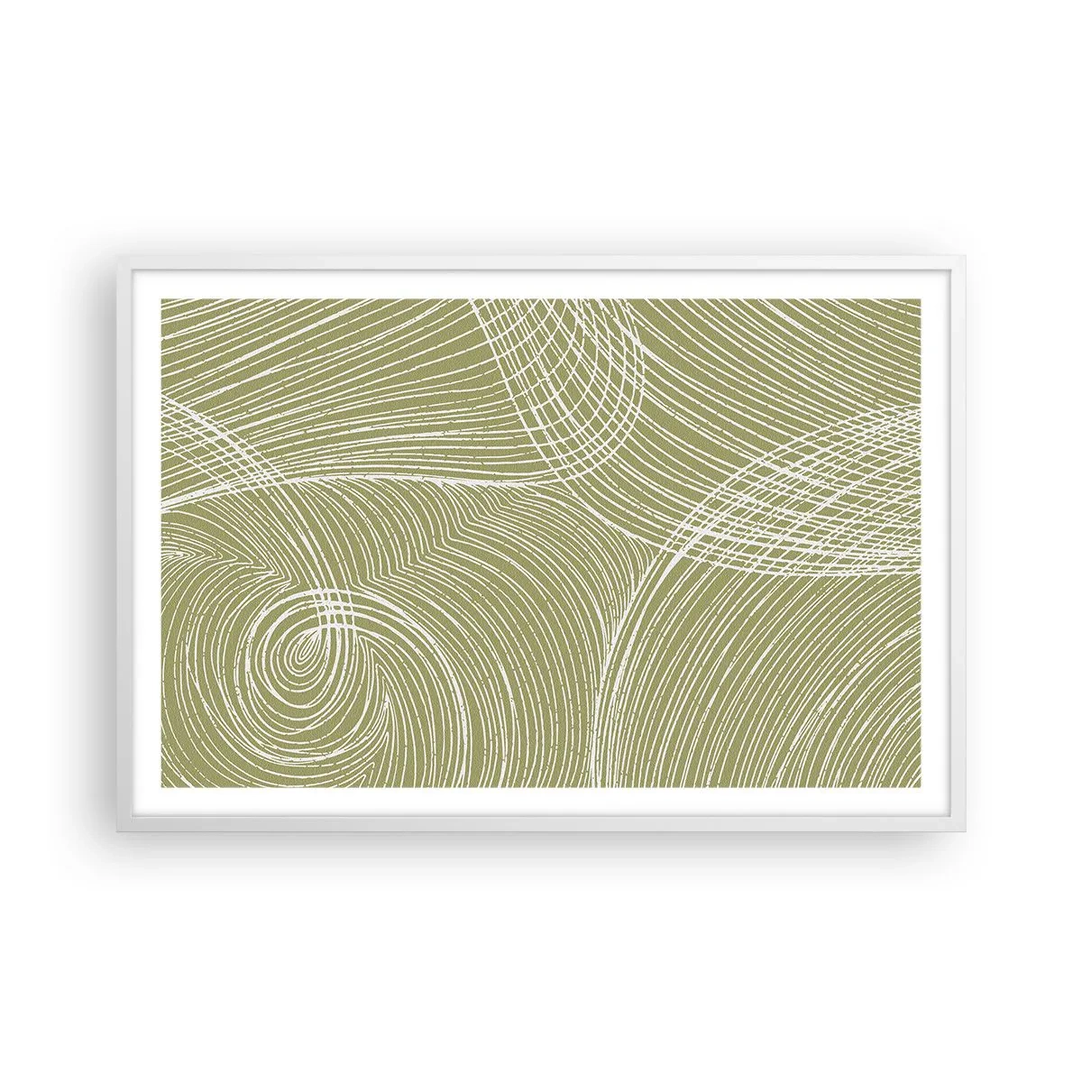 Póster en marco blanco - Abstracción intrincada en blanco - 91x61 cm