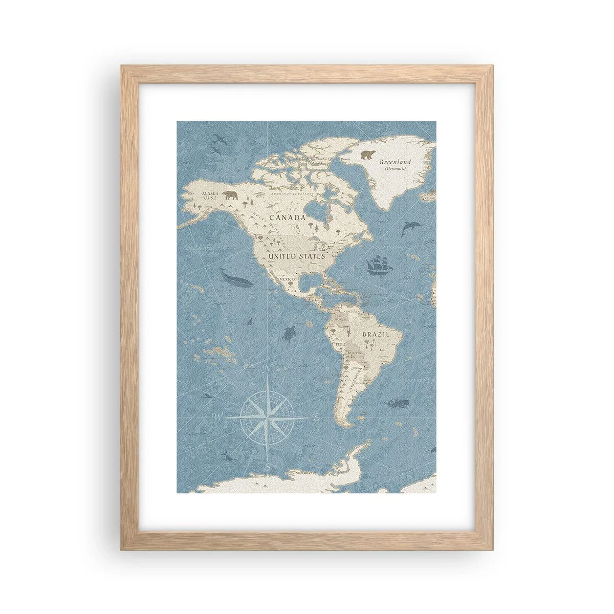 Póster en marco roble claro - Un mundo al alcance de la mano - 30x40 cm