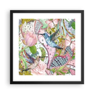 Póster en marco negro - Enredado en las vides - 40x40 cm