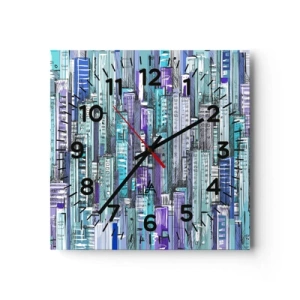 Reloj de pared - Reloj de vidrio - Azul del cielo - 40x40 cm