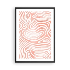 Póster en marco negro - Líneas abstractas en tonos salmón y blanco. - 50x70cm - En un laberinto de coral - Decoración de pared moderna para salón y dormitorio ARTTOR