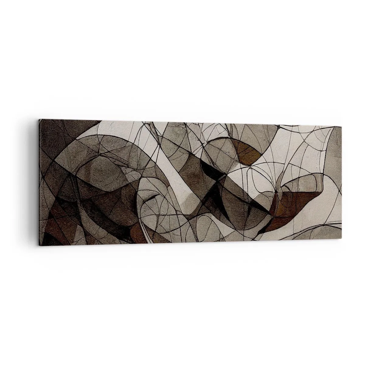 Cuadro sobre lienzo - Impresión de Imagen - Patrón abstracto en tonos marrones y terrosos. - 140x50cm - Circulación en colores tierra - Decoración de pared moderna para salón y dormitorio ARTTOR