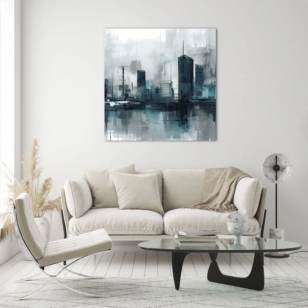 Cuadro sobre vidrio - Impresiones sobre Vidrio - Ciudad color lluvia - 40x40 cm