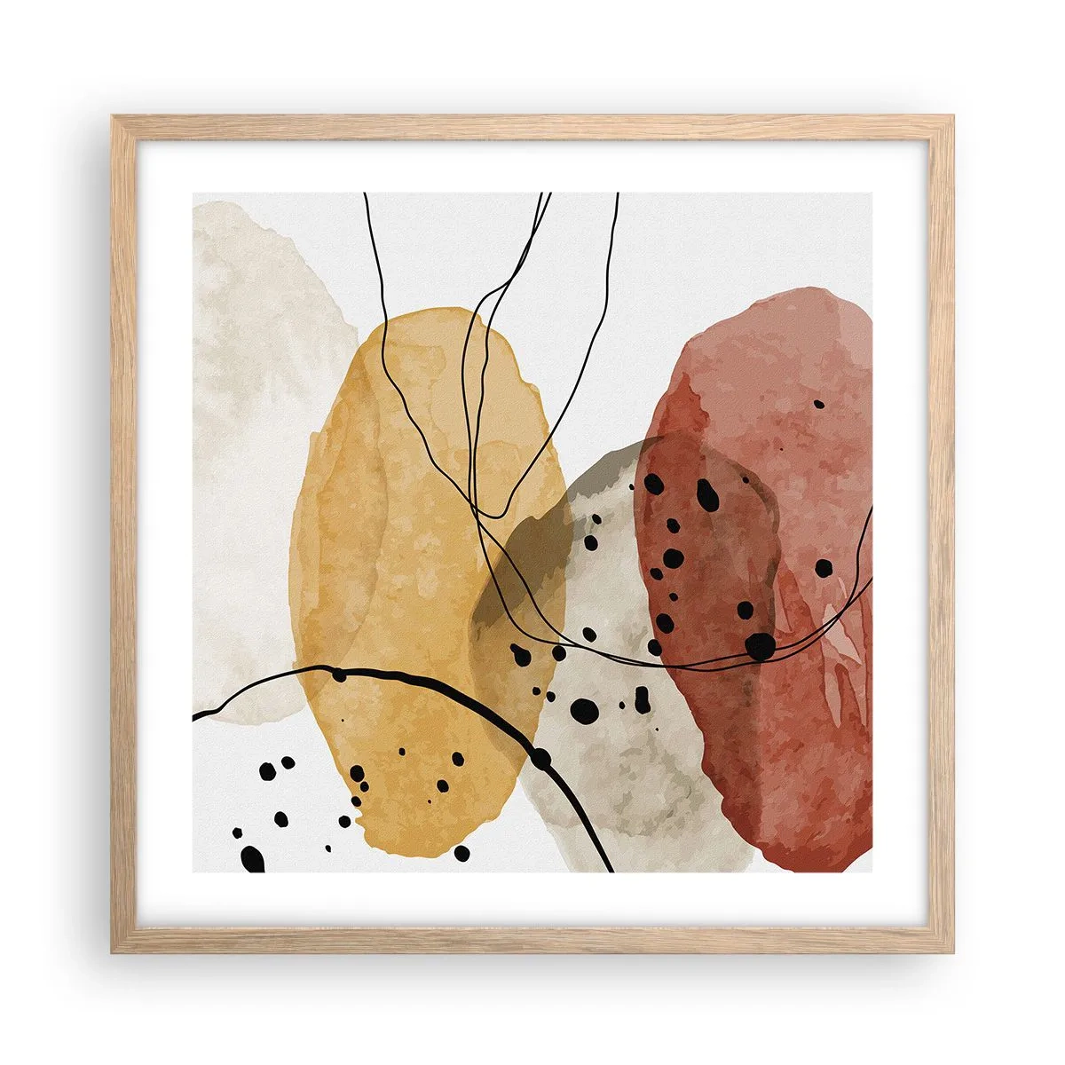 Póster en marco roble claro - Líneas y transparencias - 50x50 cm