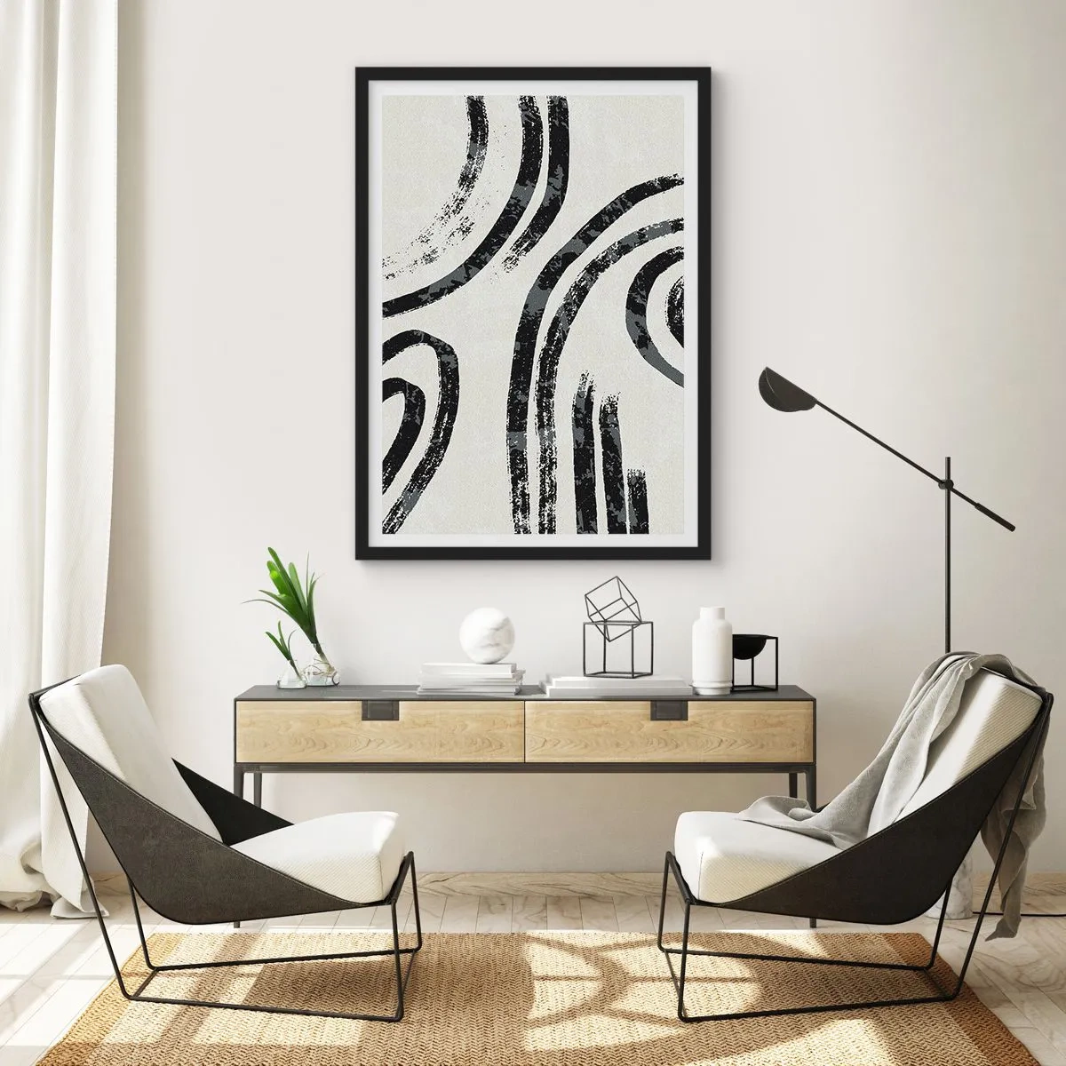 Póster en marco negro - A medias - 30x40 cm