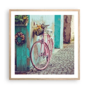 Póster en marco roble claro - Ahora mismo vuelvo - 60x60 cm