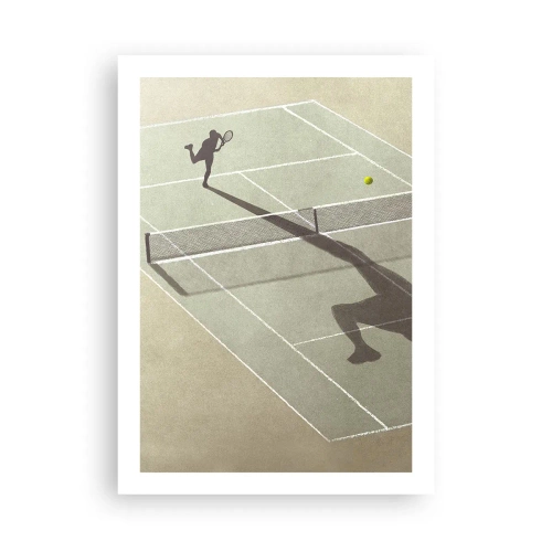 Póster - Un jugador de tenis sirviendo en la cancha - 50x70cm - Véncete a ti mismo - Decoración de pared moderna para salón y dormitorio ARTTOR