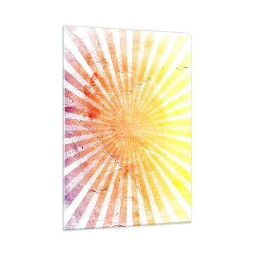 Cuadro sobre vidrio - Impresiones sobre Vidrio - Rayos del sol naciente o poniente en estilo retro - 50x70cm - Renacer del sol - Decoración de pared moderna para salón y dormitorio ARTTOR