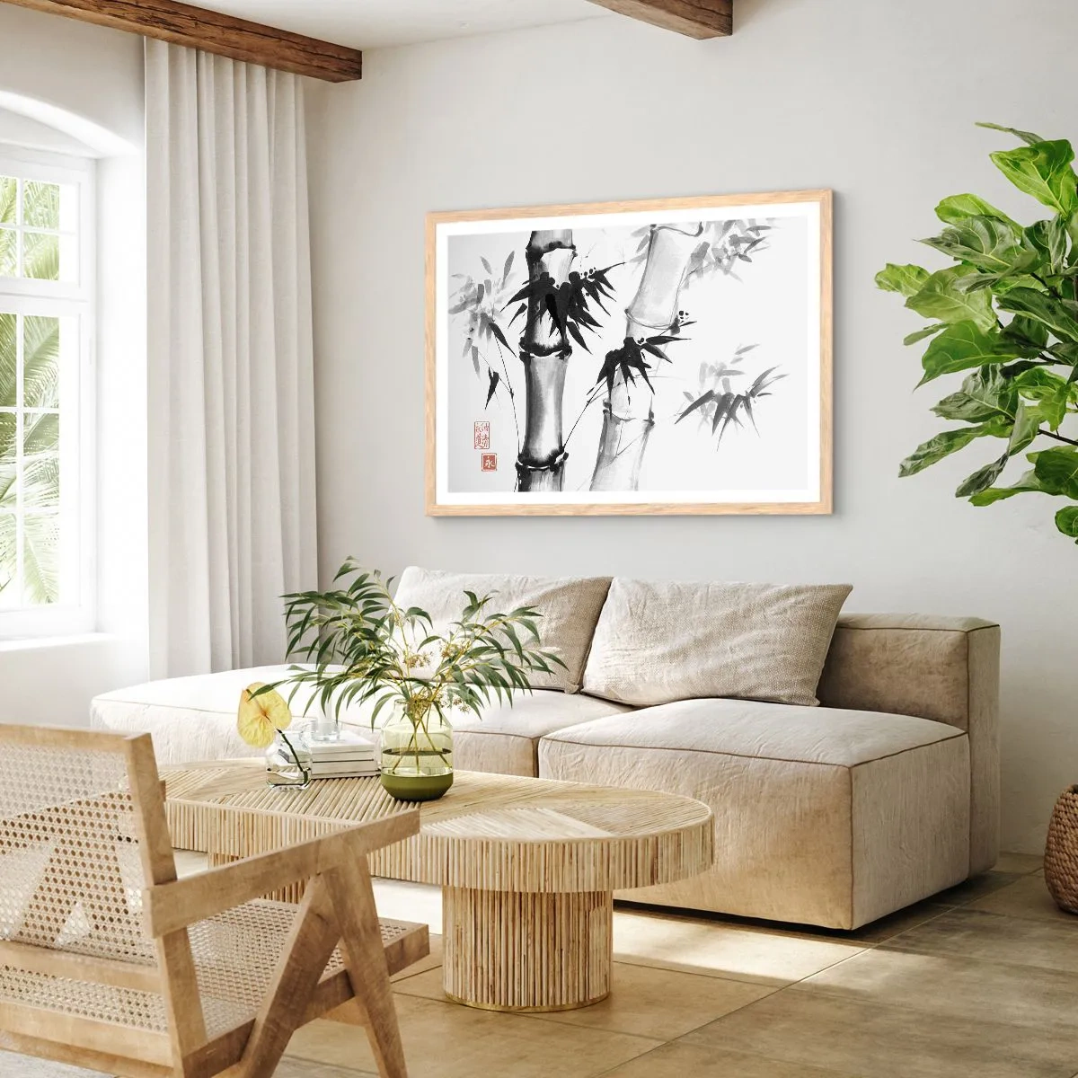 Póster en marco roble claro - Primer plano de Oriente - 50x40 cm