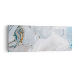 Cuadro sobre lienzo - Impresión de Imagen - Ondas abstractas en tonos azules y blancos - 140x50cm - Blanco fusión - Decoración de pared moderna para salón y dormitorio ARTTOR