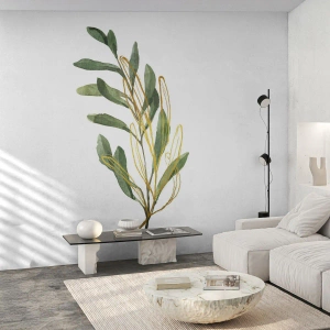 Fotomural Premium Sand - La vida se abre camino - Hojas, Aceituna, Planta - 150x105 cm