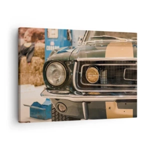Cuadro sobre lienzo - Impresión de Imagen - Un coche retro icónico en un entorno clásico. - 70x50cm - Encuentro con una leyenda - Decoración de pared moderna para salón y dormitorio ARTTOR