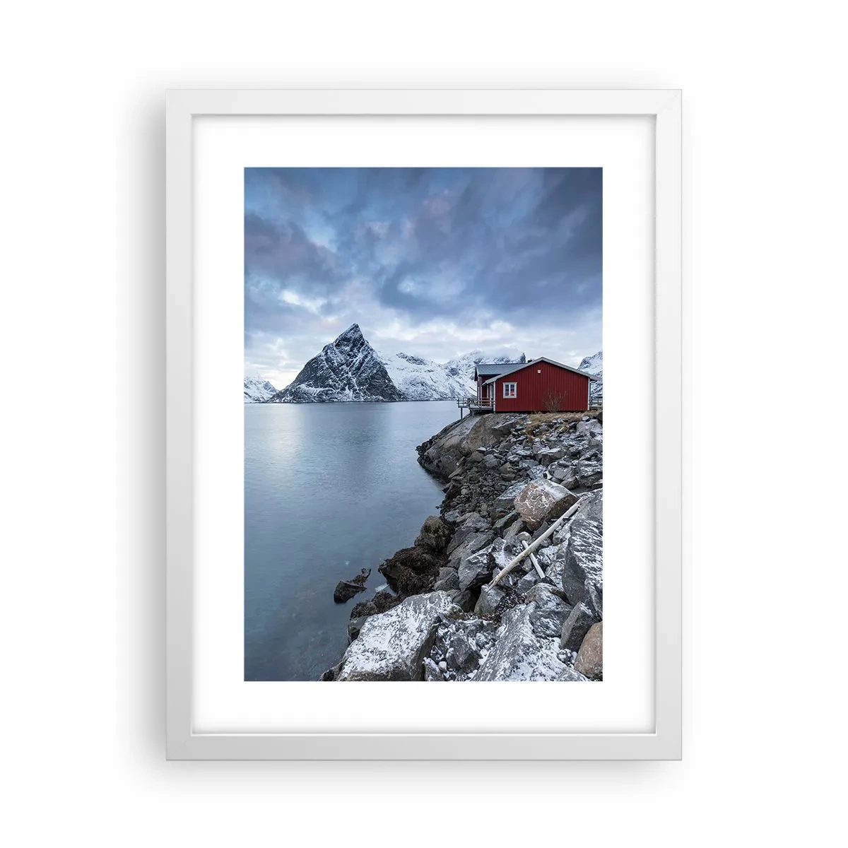 Póster en marco blanco - Paisaje escandinavo - 30x40 cm