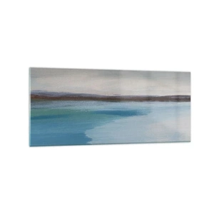 Cuadro sobre vidrio - Impresiones sobre Vidrio - Un paisaje minimalista con línea de flotación y horizonte. - 120x50cm - Paisaje horizontal - Decoración de pared moderna para salón y dormitorio ARTTOR