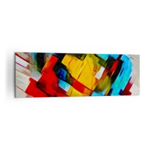 Cuadro sobre lienzo - Impresión de Imagen - Composición geométrica abstracta en colores vivos. - 160x50cm - Un popurrí multicolor - Decoración de pared moderna para salón y dormitorio ARTTOR