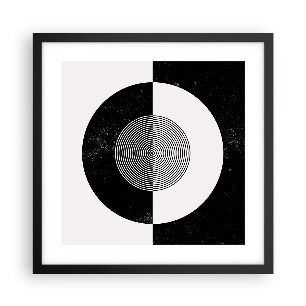 Póster en marco negro - Armonía en blanco y negro - 40x40 cm