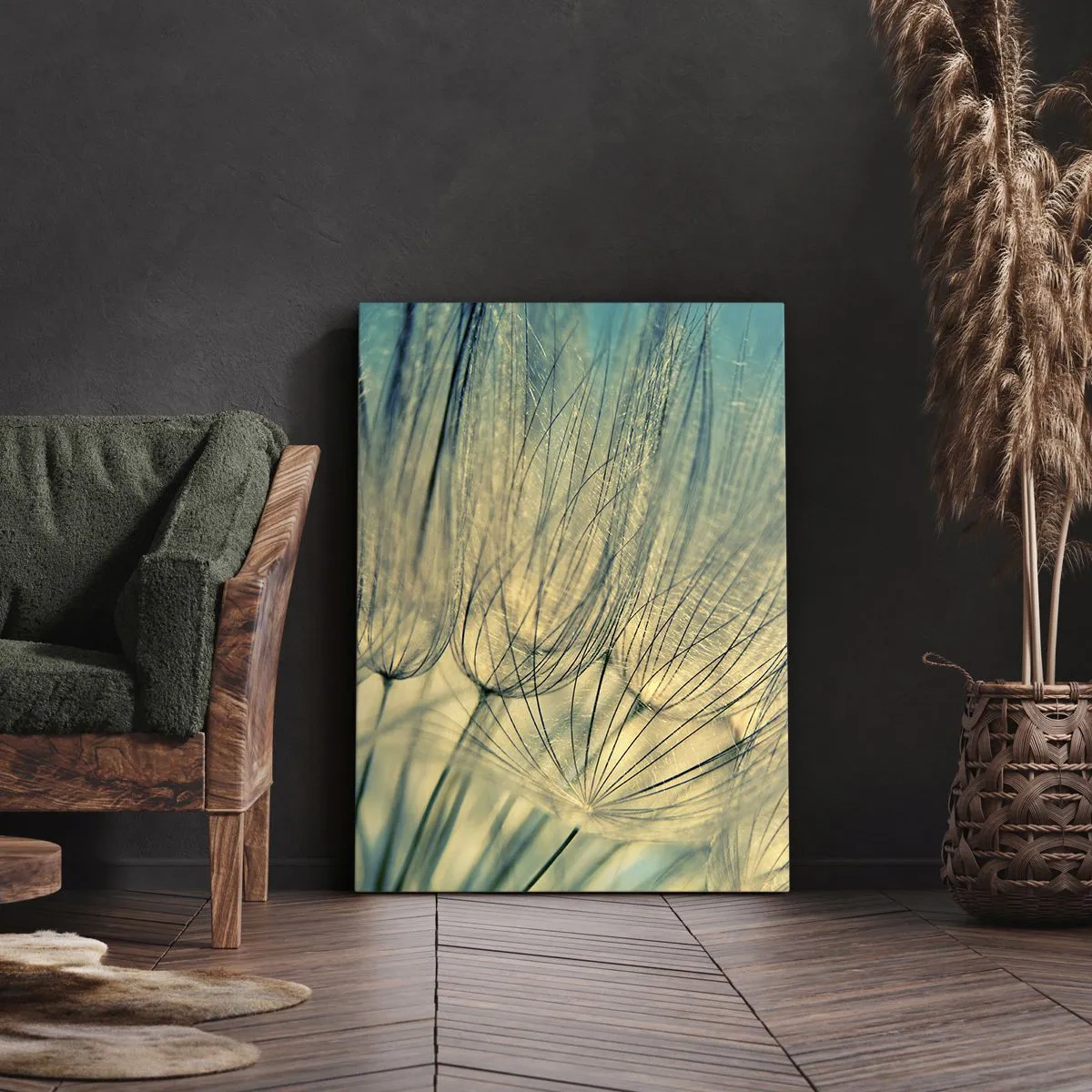 Cuadro sobre lienzo - Impresión de Imagen - Fotografía macro de dientes de león a la luz del día. - 50x70cm - Esperando el viento - Decoración de pared moderna para salón y dormitorio ARTTOR