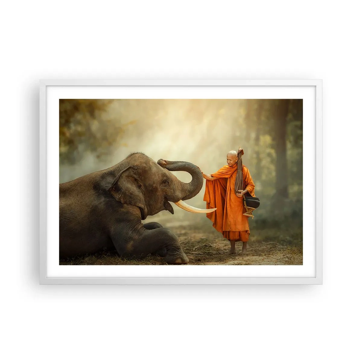 Póster en marco blanco - Un encuentro en un viaje - 70x50 cm