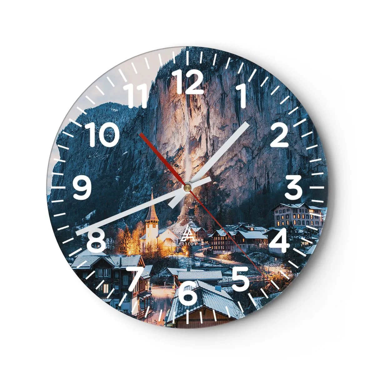 Reloj de pared - Reloj de vidrio - El espíritu luminoso del invierno - 40x40 cm
