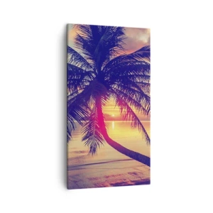 Cuadro sobre lienzo - Impresión de Imagen - Atardecer bajo las palmeras - 45x80 cm